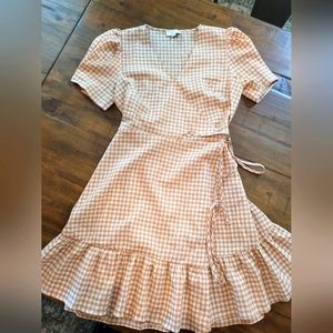 Loft gingham wrap dress